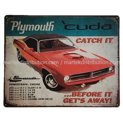 Enseigne CUDA en métal Plymouth Barracuda